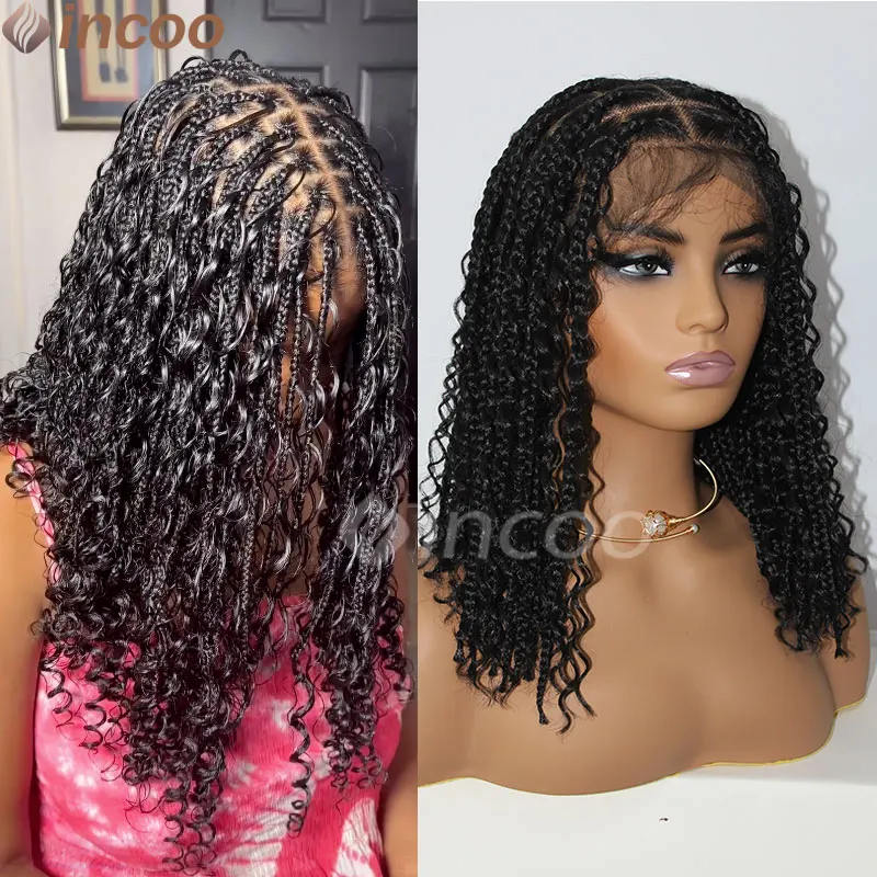 Short Bob Box Braided Wigs For Black Women 12 Inch Crochet Hair  African Synthetic Short Boho Braiding Hair Wigs Extensions Hair