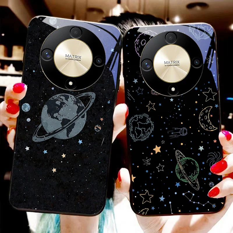 Astronaut Planet Tempered Glass Phone Case
