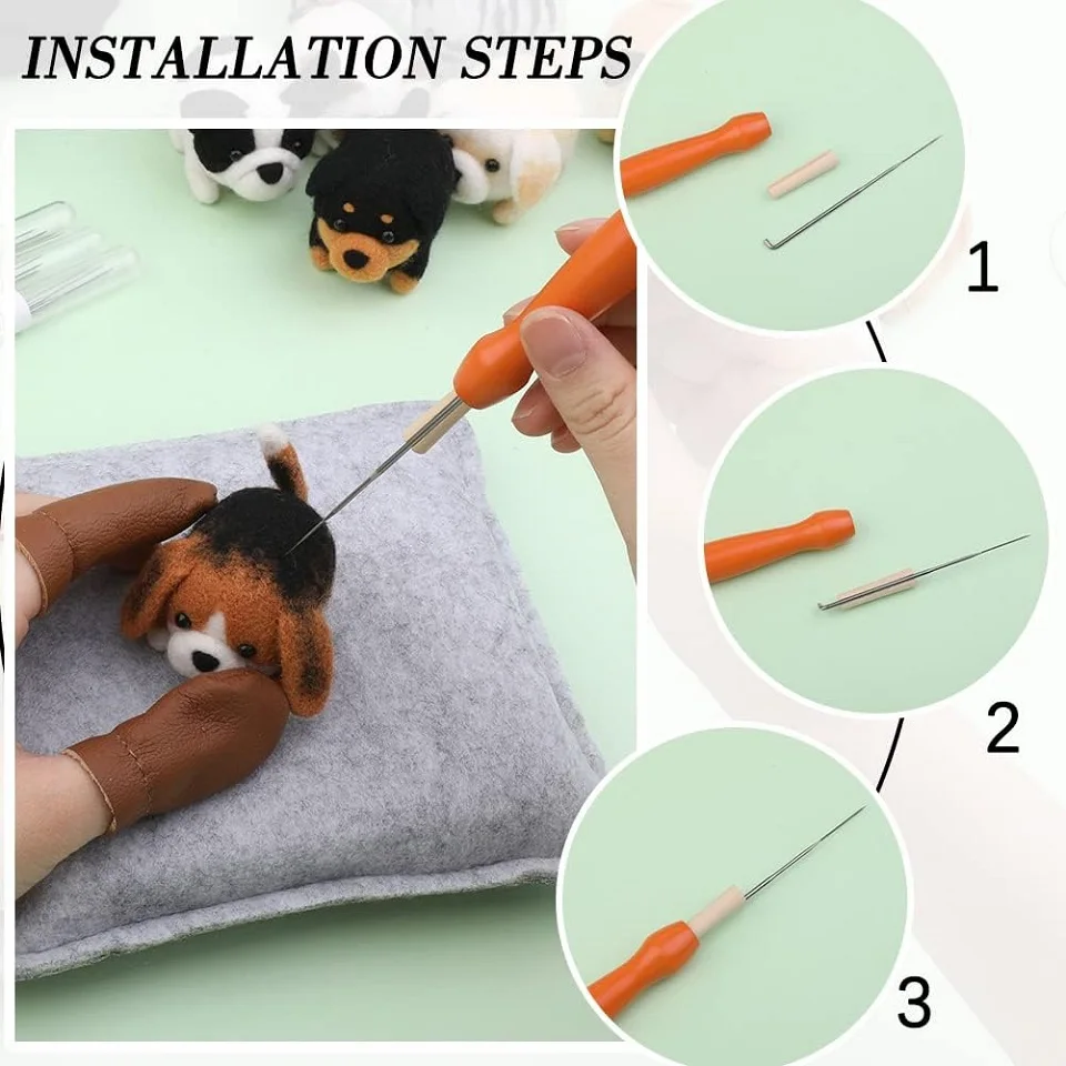 Doll Making Wool Needle Felting Starter Kit 12Pcs With Finger-cot And Instruction for DIY Handmade Home Decoration