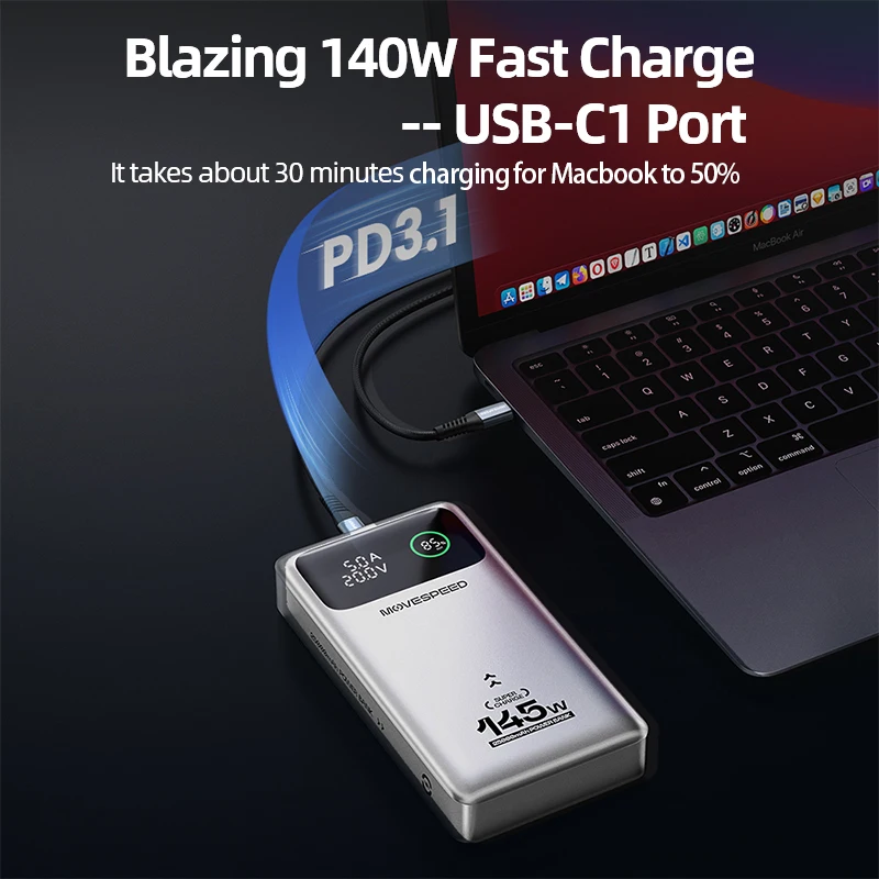 MOVESPEED M25Pro 140W Power Bank 25000mAh PD3.1 Fast Charge Portable External Battery 100W Powerbank for MacBook Notebook Laptop — view 2