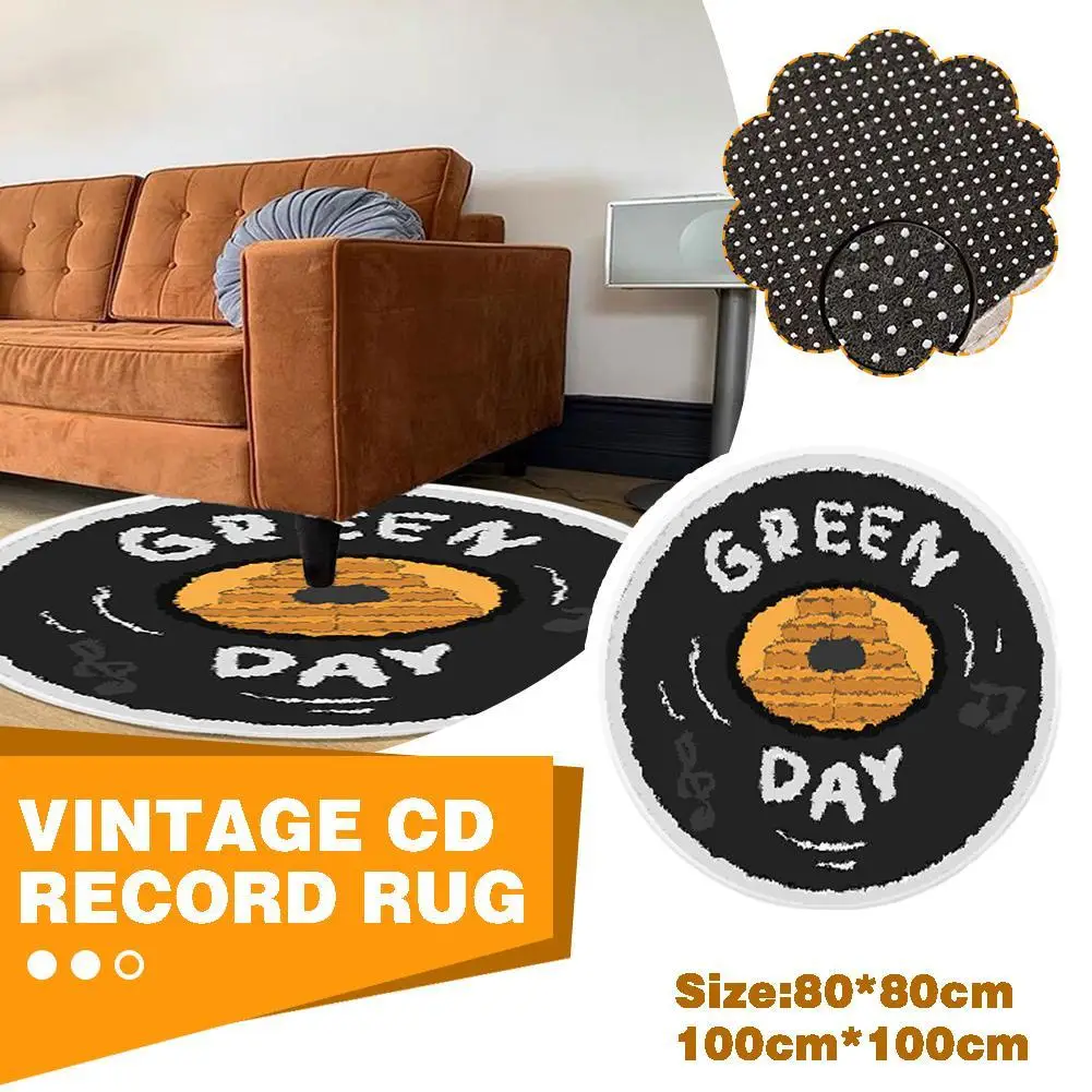 

Vintage CD Disc Floor Mat Creative CD Record Rug Soft Fluffy Rugs Ins Style Carpet Floor Mat for Kids Bedroom Bathroom Washable