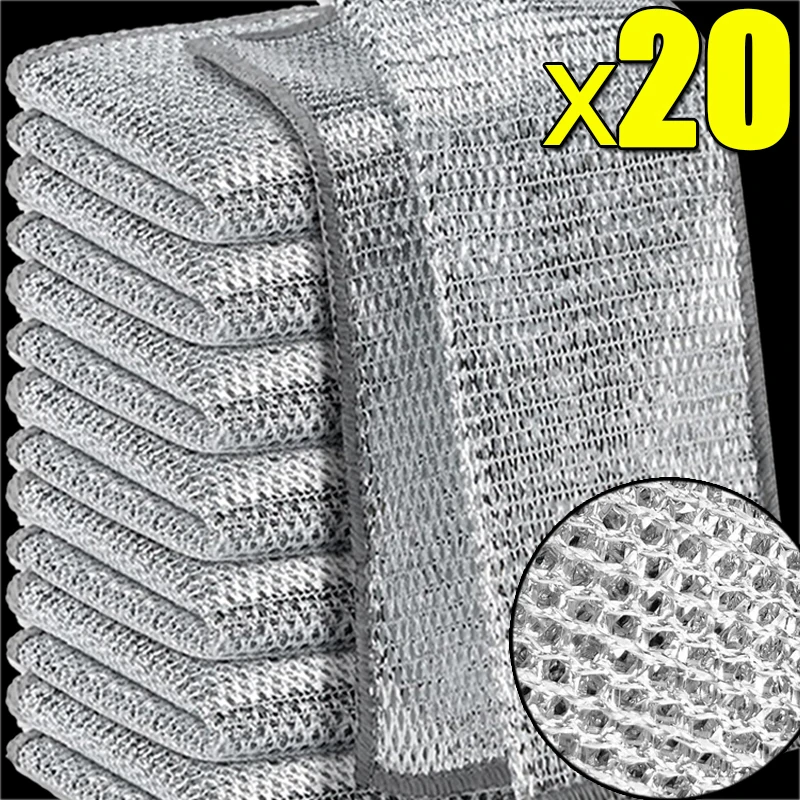

1/20PCS Magic Cleaning Cloths Steel Wire Dishcloth Non-Stick Oil Washing Pan Pot Rags Kitchen Dishwashing Towel Cleaning Tools