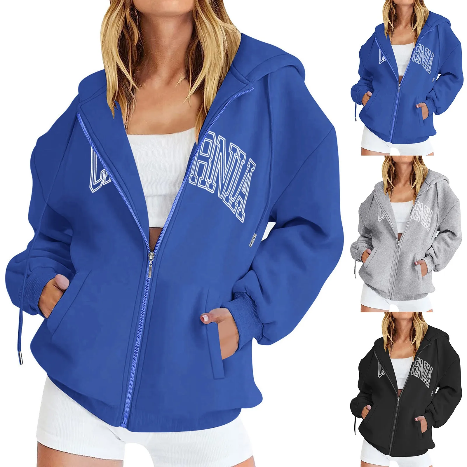 

Womens Oversized Zip Up Letter Print Hoodies Fleece Loose Sweatshirts Teen Girl Fall Casual Ropa De Mujer Envios Gratis Ofertas