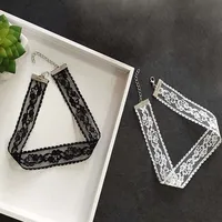 Nekclace court en dentelle pour femmes et filles, couleur noir et blanc, collier romantique à la mode, cadeau pour fête, vente en gros, bijoux de cou 6