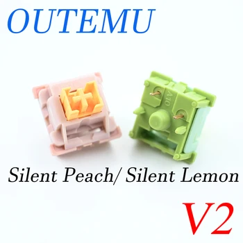 Outemu 기계식 키보드 스위치, 사일런트 피치 V2, 윤활유 업데이트, 사일런트 레몬 V2, 선형 촉각, 5 핀, 커스텀 핫스왑 DIY