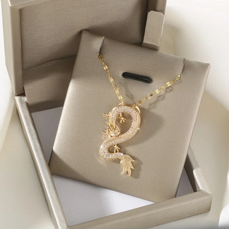 CopperZirconNoFadingInfinityDragonNecklaceforWomenPersonalized