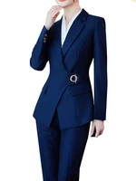 Office Ladies Pant Suit Women Black Blue Wine Female Business Work Wear Jacket Blazer and Trouser Formal 2 Piece Set 1