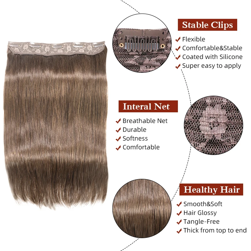 Clip In One Piece Human Hair Extensions 100% Human Remy Fusion Hair 10 Inches With 5 Clips 70G Natural Color Light Blond #60