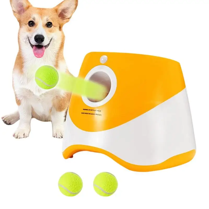 

Dog Automatic Ball Launcher Adjustable Distance Fetch Toy 3 Tennis Ball Thrower For Puppy Rechargeable Interactive Dog Train Toy