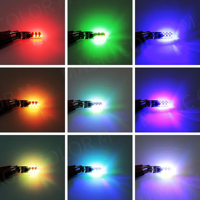 2Pcs T10 RGB LED Bulbs with Remote 6