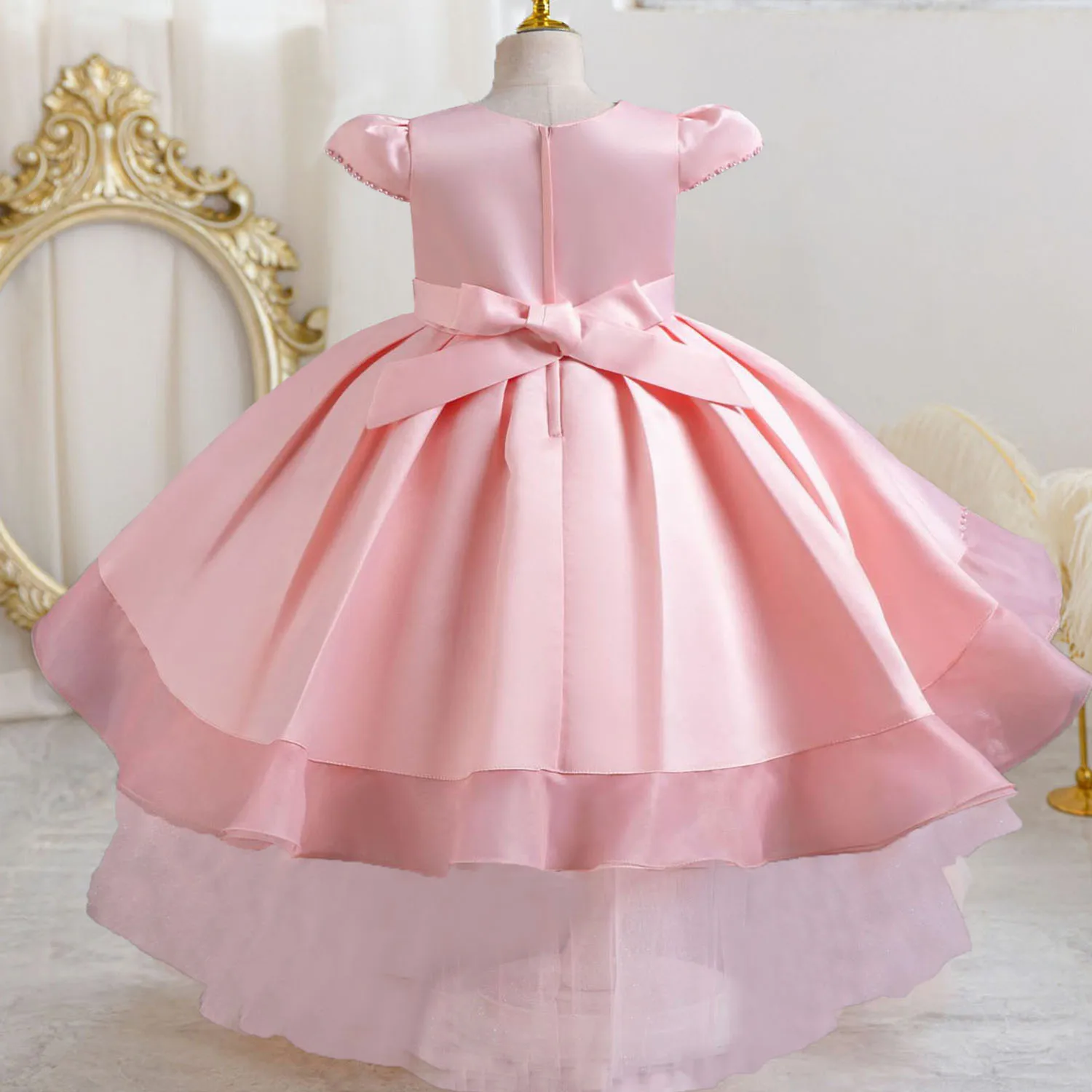 Stunning Cap Sleeves Beaded Embroidered Flower Girl Birthday Party Formal Pageant Dance Party Dress Dress 3