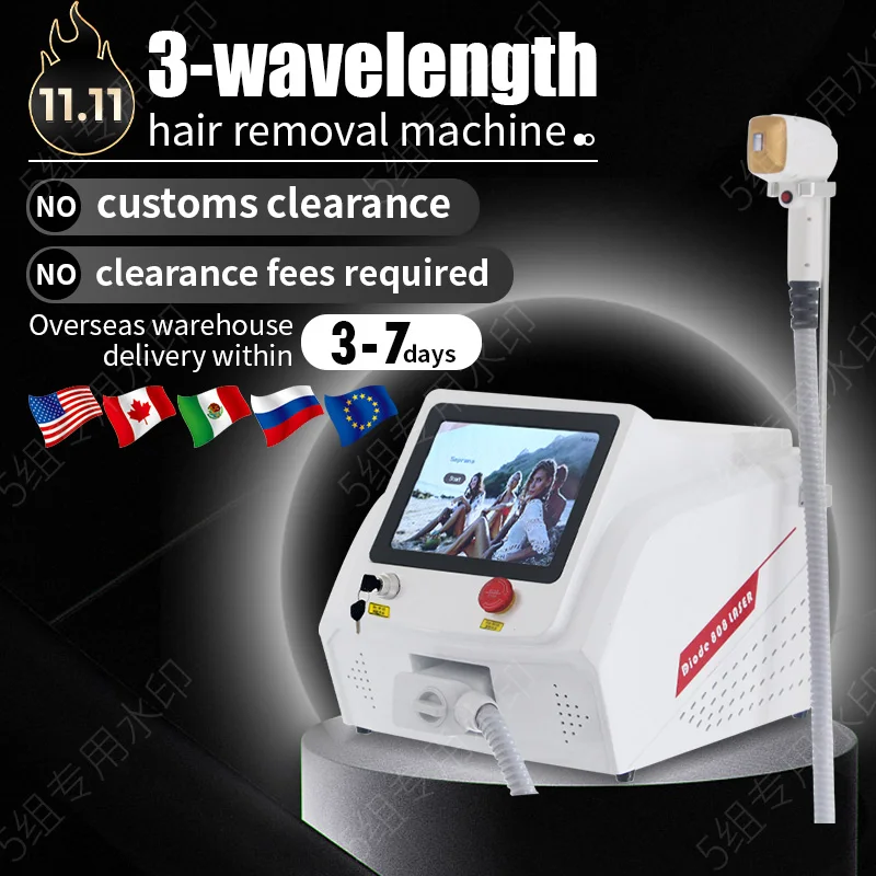 

Hot sale 808nm 755nm 1064nm diode laser permanent painless hair removal skin rejuvenation device