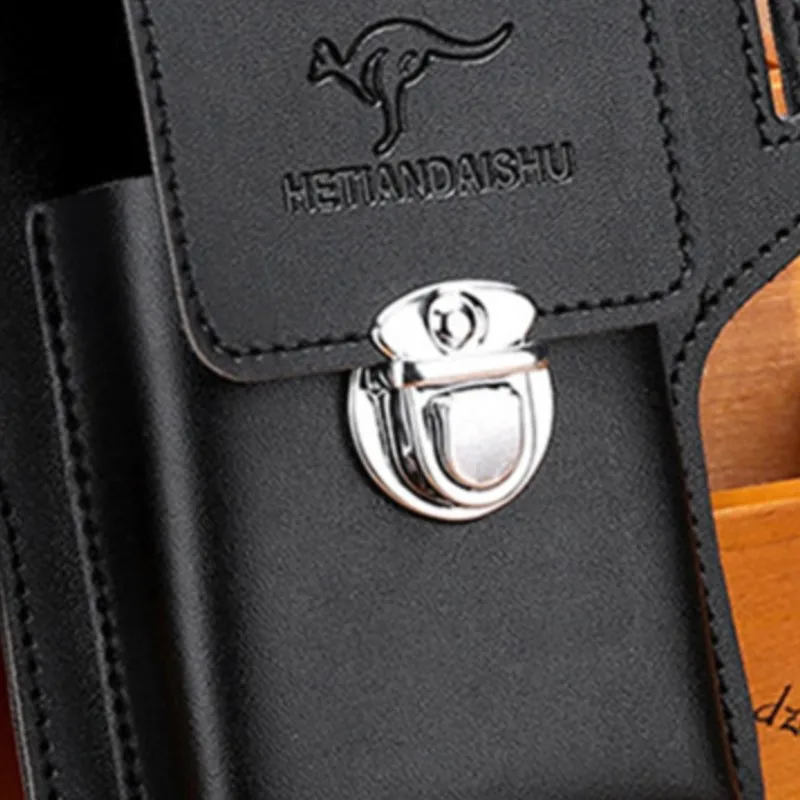 Vintage PU Leather Men's Waist Bag and Phone Wallet Holster