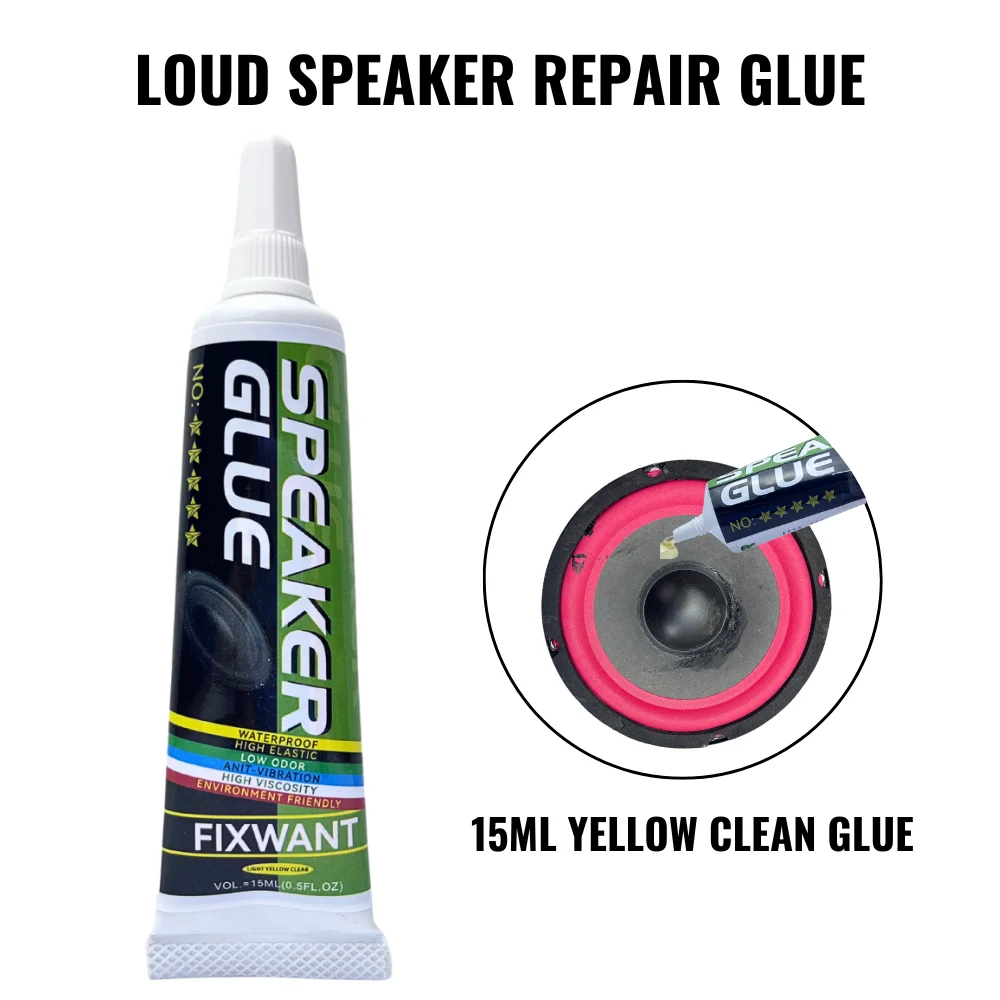 Loud Speaker Repair Glue Foam Side Dust Cap Rubber Edge Cone Basin Strong Adhesive FIXWANT Black / Transparent speaker repair glue