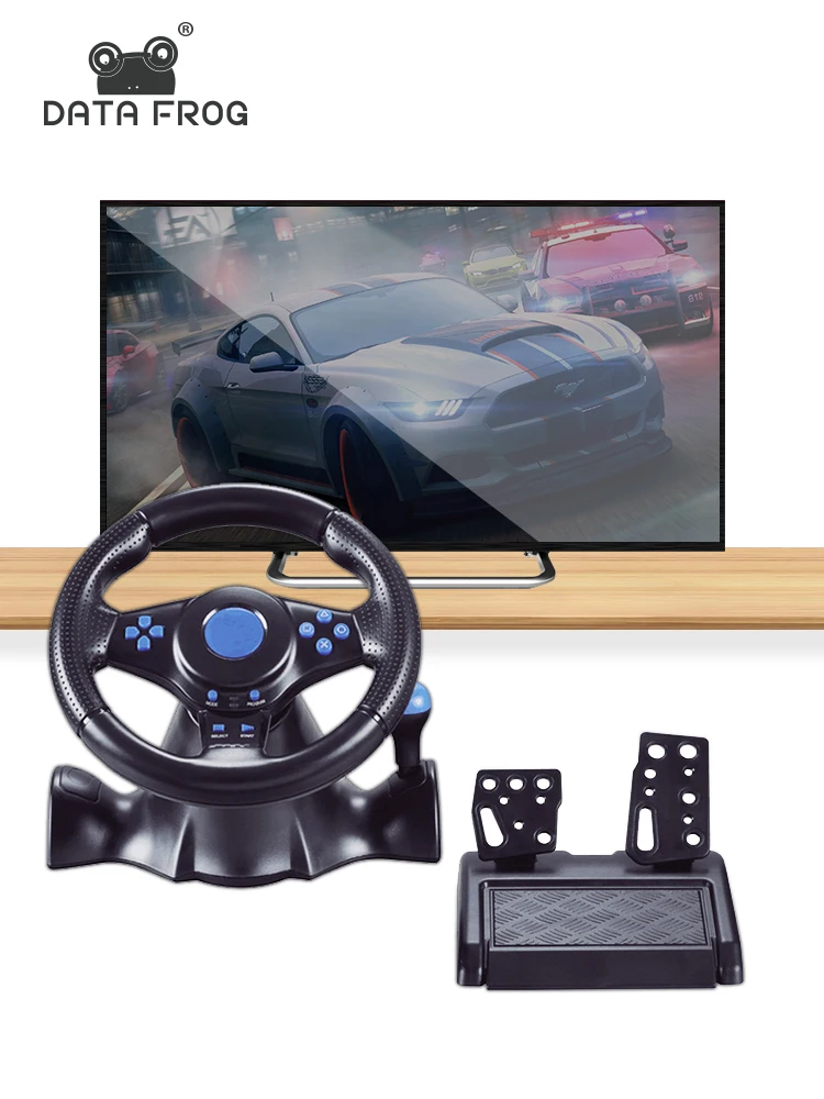 Racing Steering Wheel Data Frog Racing GamePad 180 Degree Steering Wheel Vibration Joysticks For PS3 PS4 Game Remote Controller Wheels Drive For PC