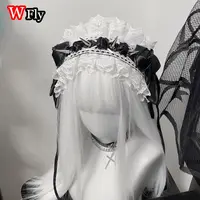 Women's Harajuku Steampunk Y2K Headwear Headband Subculture Lolita Original Handmade Lace Rivets Spicy Girls Gothic HairBands