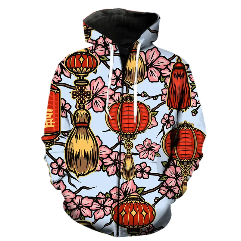 thumbnail image 1 of Sudadera con capucha y cremallera con estampado 3D de gato dragón oriental para hombre, sudadera de manga larga a la moda para niños, sudaderas con capucha Harajuku geniales, 1 of 5