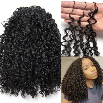 Deep Pixie Curls Crochet Hair Pre Separated Knotless Miracle Knot Braids 12A Small Spirals Curly Crochet Human Hair Extensions 1