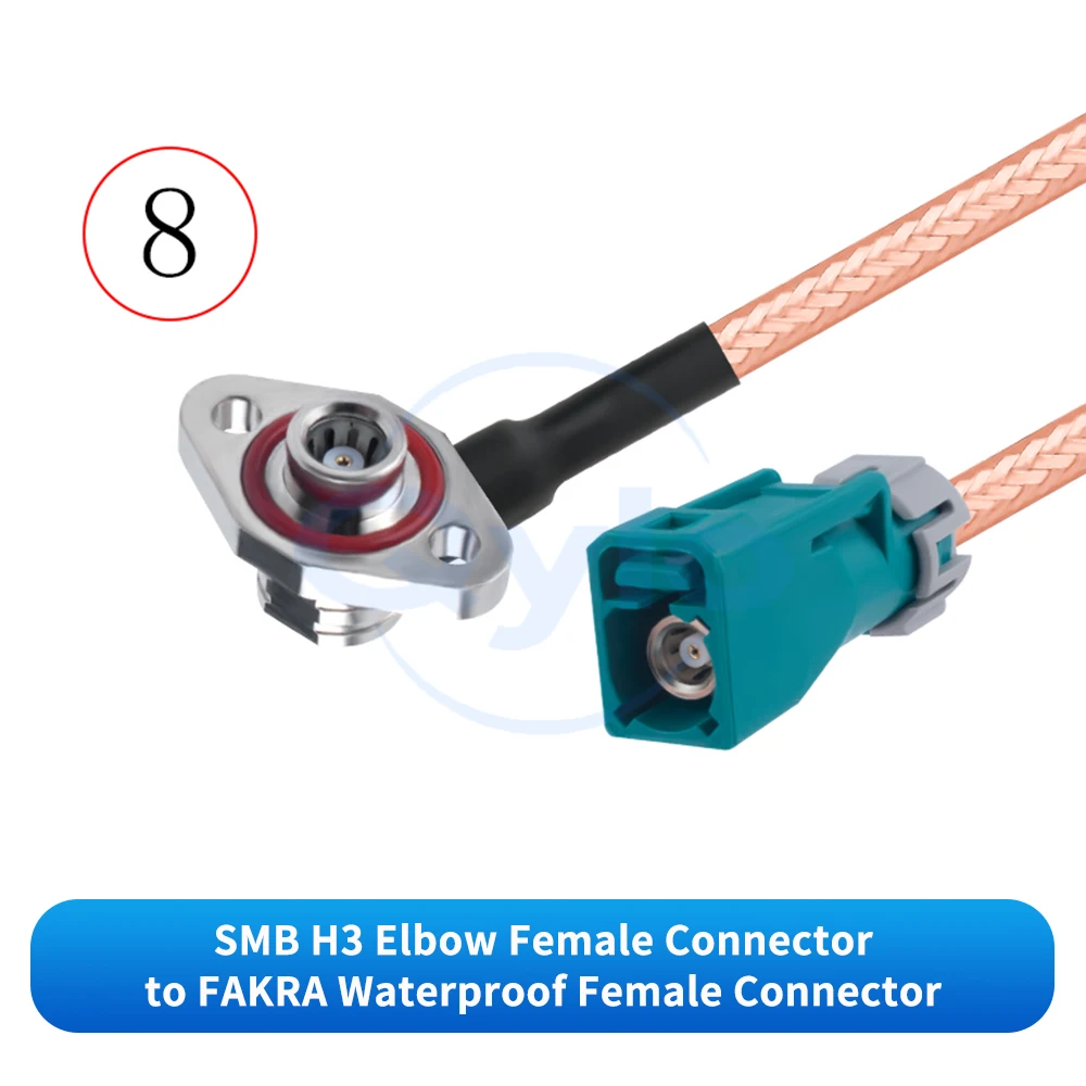 1 Stück SMB H3 auf FAKRA wasserdichte Stecker/Buchsen mit RG316 versilbertem Kabel, 360-Grad-Panoramakamerakabel für Fahrzeuge – Detail 10