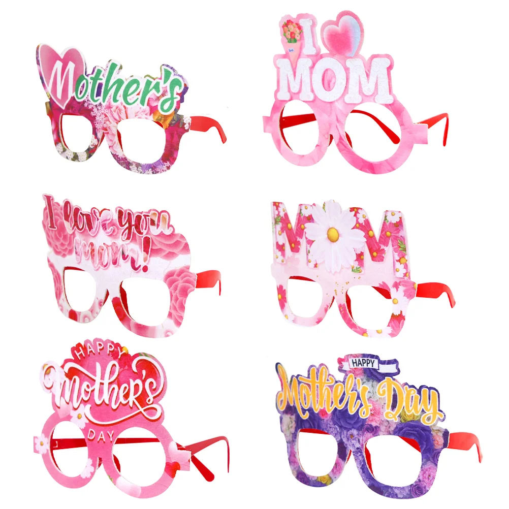 

6 Pcs Mother's Day Glasses Frames Novelty Eyeglasses Funny Decorative Flowers Photo Props Party Plastic Small