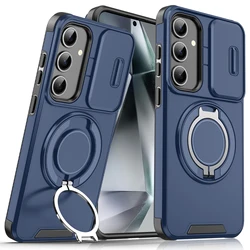 Rotating Kickstand Slide Camera Case with 360-Degree Protection for A25 (Navy)