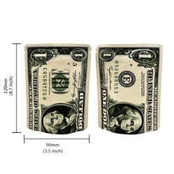 100-Pack Dollar Sign Mylar Bags - Smell Proof Zip Lock Tobacco Accessories - 100Pcs (ONEDOLLAR-912 (3.5g))
