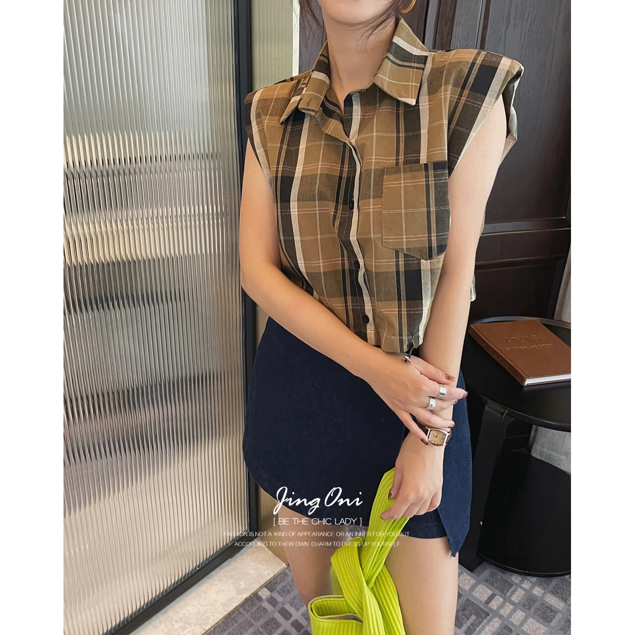 Plaid Shirts Fashion Woman Y2K Blouse Clothing 2023 Summer Top Korean Style Vintage Short Sleeve Elegant Crop Linen