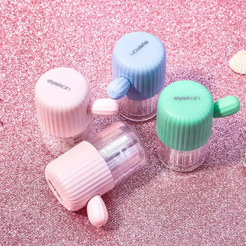 1set Contact Lenses Clean Box Portable Manual Rotary Lens Wash Case