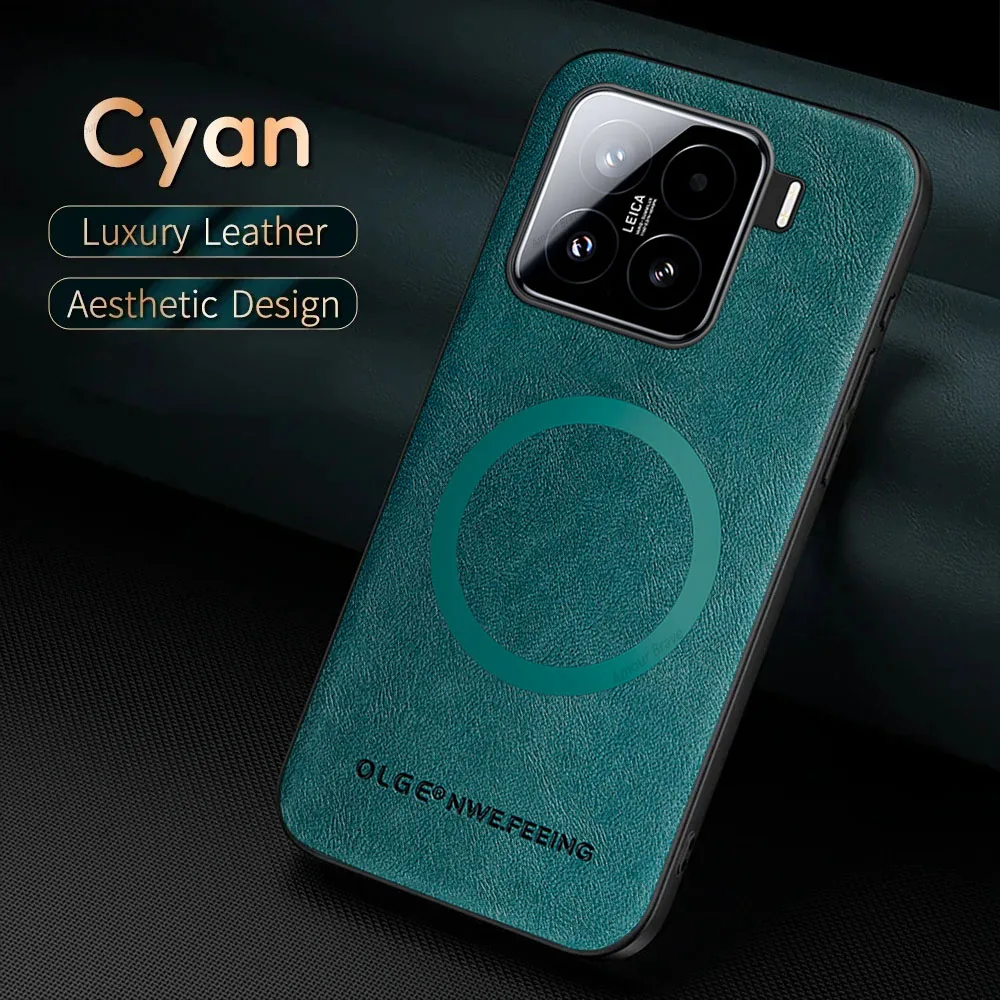 Luxury Leather Magnetic Phone Case with Magsafe Cover