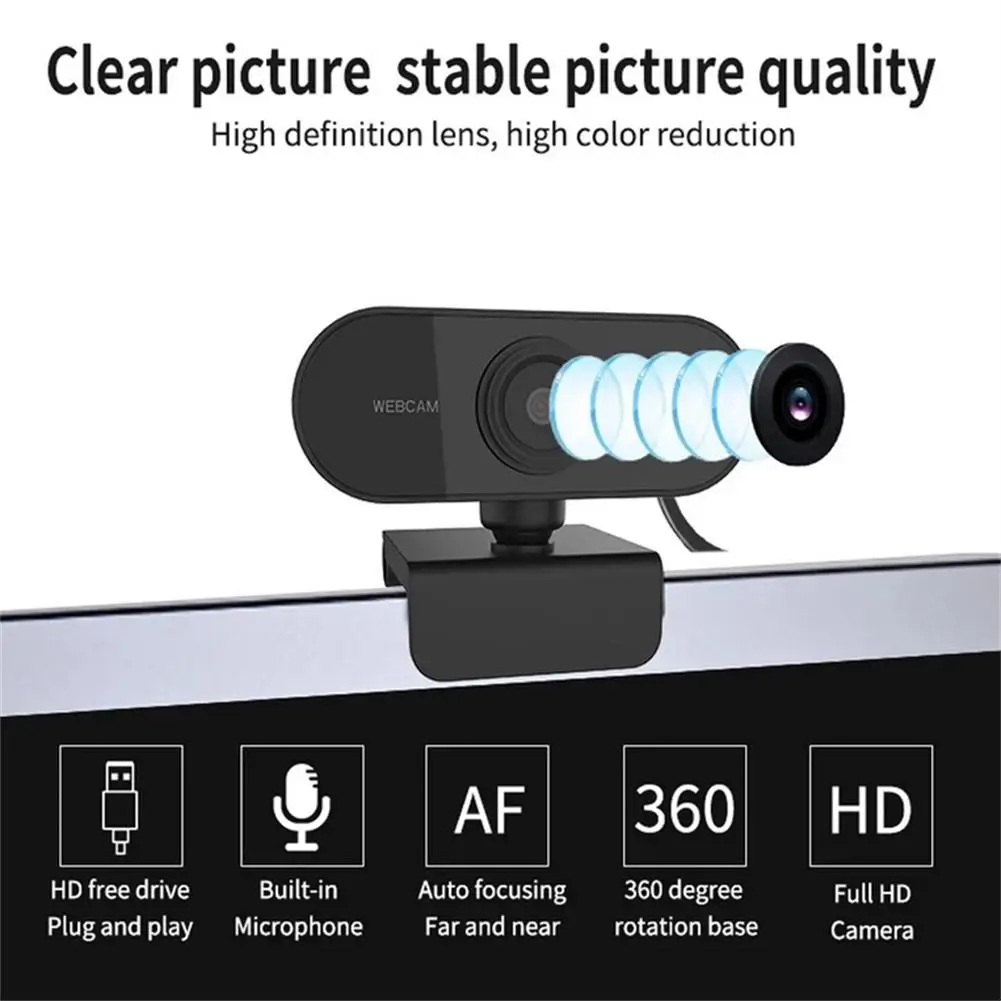 1080p Full Hd Webcam Built-in Microphone Usb Plug Web Cam Compatible For Mac Laptop Youtube Xbox Skype Pc Computer pc webcam pc web camera computer camera