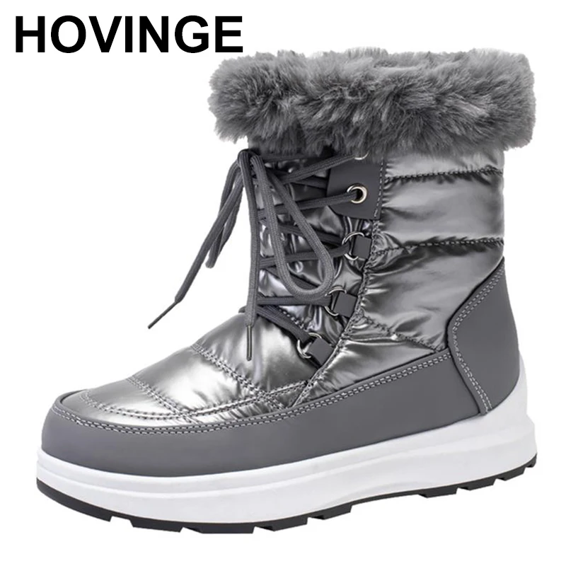 

Waterproof Winter Snow Boots for Women 2023 Keep Warm Long Plush Boots Woman Platform Lace Up Ankle Botas Cotton Shoes Couples