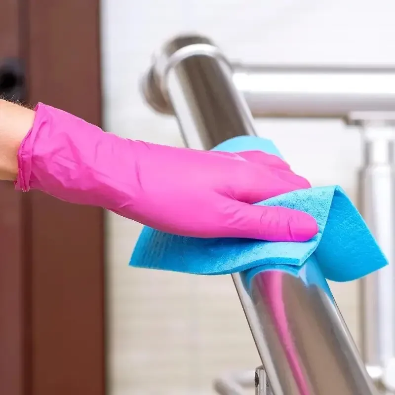 XS/S/M/L Pink Nitrile Gloves Disposable Household Gloves Elastic Latex Free Waterproof Durable Multifunctional Cleaning Tool 3