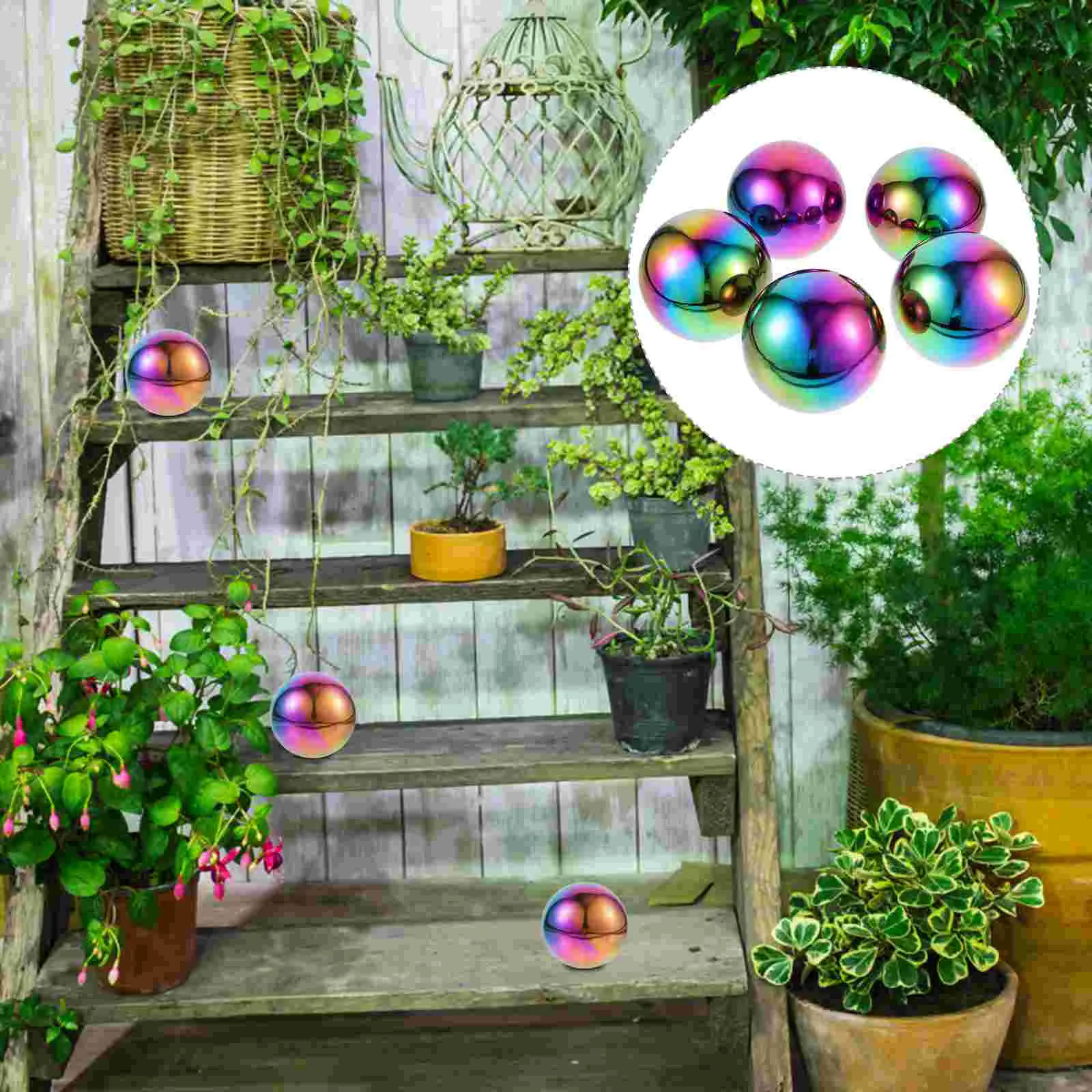 

5 Pcs Mirror Steel Ball Outdoor Garden Decor Decorative Metal Reflective Globe Round Delicate Gazing Stainless Colored