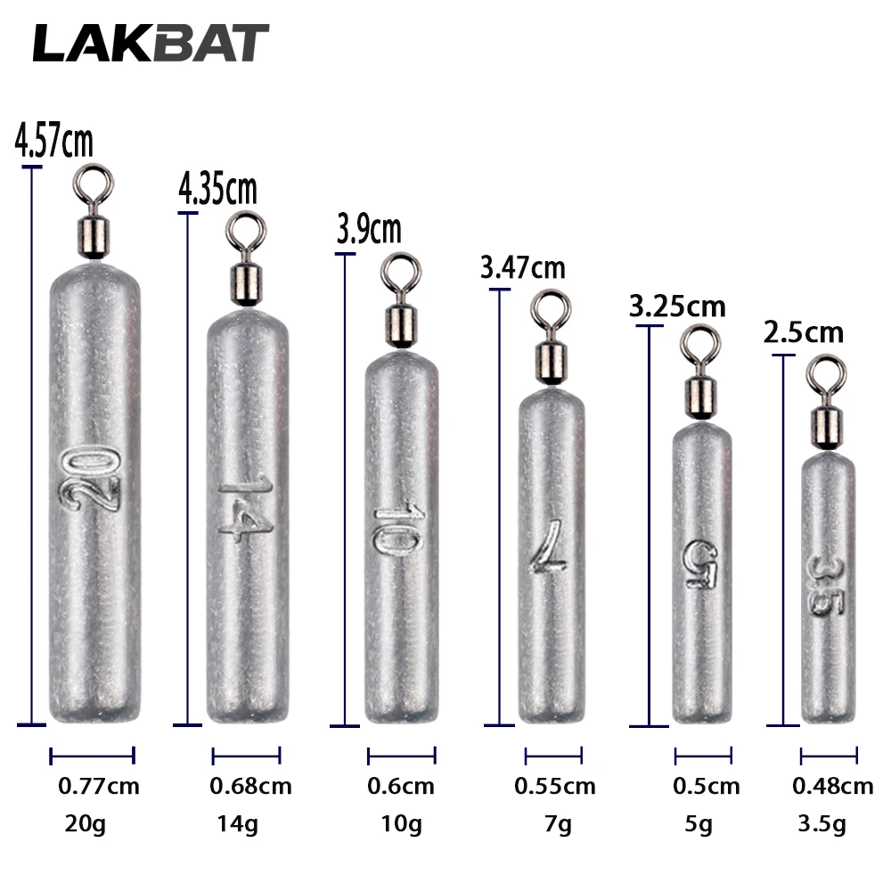 낚시용 추 10개 세트 3.5g 5g 7g 10g 14g 20g 튜브형 총알형 퀵 로드 지그 헤드 캐스팅 메탈 태클 키트 낚시 도구 플럼 펜던트