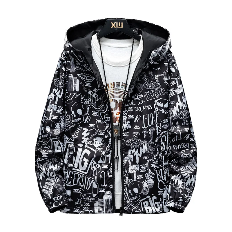 NEW Printed Reversible Male god Jacket Men Thin Hooded Jackets Windbreakers Clothing Plus Size - AliExpress