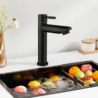 Stainless Steel Single Cold Water Sink Faucet Single Handle Bathroom Counter Basin Faucet Basin Sink Tap for Bathroom Kitchen 2