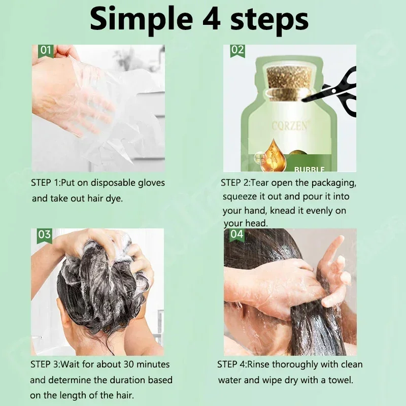 Natural Plant Herbal Hair Dye Shampoo 5 Minutes Change Hair Color Non-irritating Repairs Gray White Hair Care Products Women Men 4