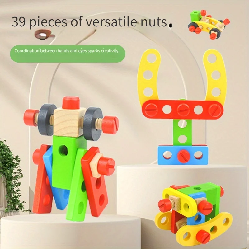 

Educational Montessori Kids Toys Plastic Wooden Toolbox Pretend Play Set Children Nut Screw Assembly Simulation Carpenter Tool