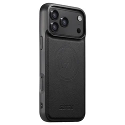 Elegant Retro Leather Matte Phone Case with MagSafe Compatibility - iPhone 15 Plus (Black)
