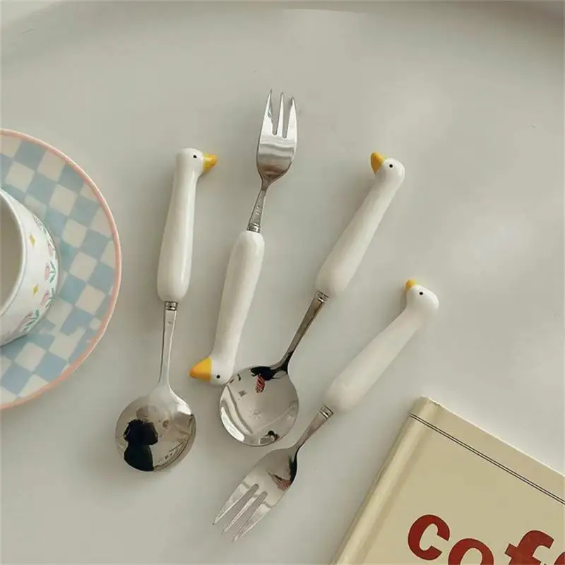 2Pcs/Set Goose Spoon Fork for Coffee coffee spoon