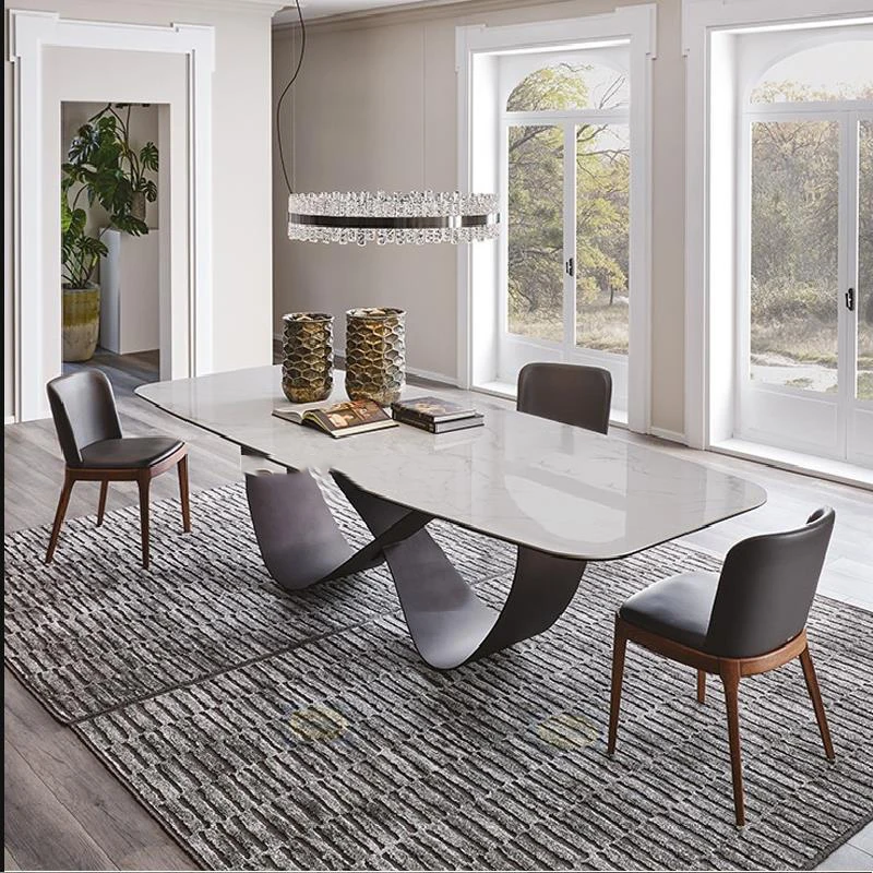 

Minimalist Italian Rectangular Luxury Dining Tables Black Living Room Kitchen Table Modern French Mesa De Cocina Home Furniture