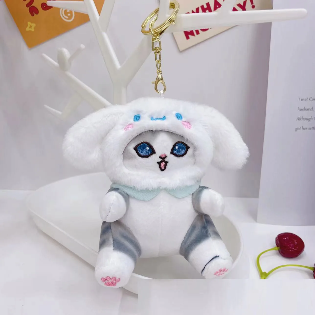 Wholesale 12pcs/lot 4inch Cute Animal Shrimp Shark Cat Stuffed Plush Toy Keyring Pendant Monster Doll Gifts for Children 2