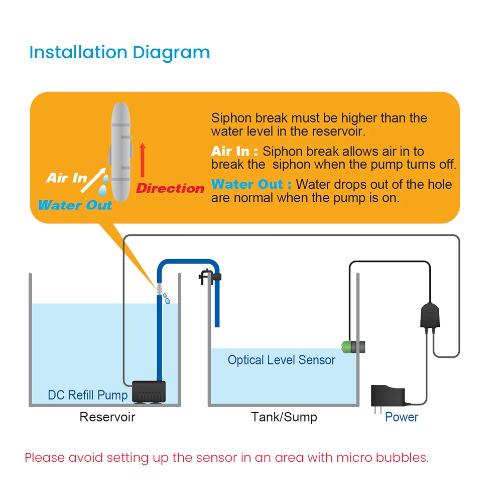 AUTOAQUA Smart ATO Lite 110V-220V Aquarium Auto Top Off System Water Filler Refiller Level Controller with Pump fish tank water filler