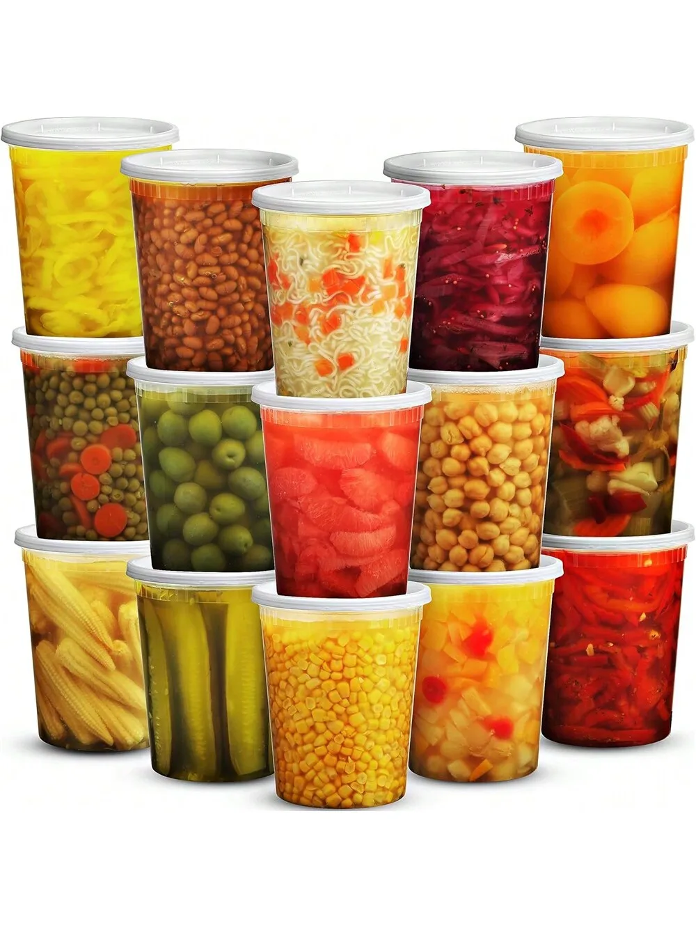 24Pack 32oz Deli Containers Lids Food Storage Containers Plastic Deli Lids Slime Soup Meal Prep Containe