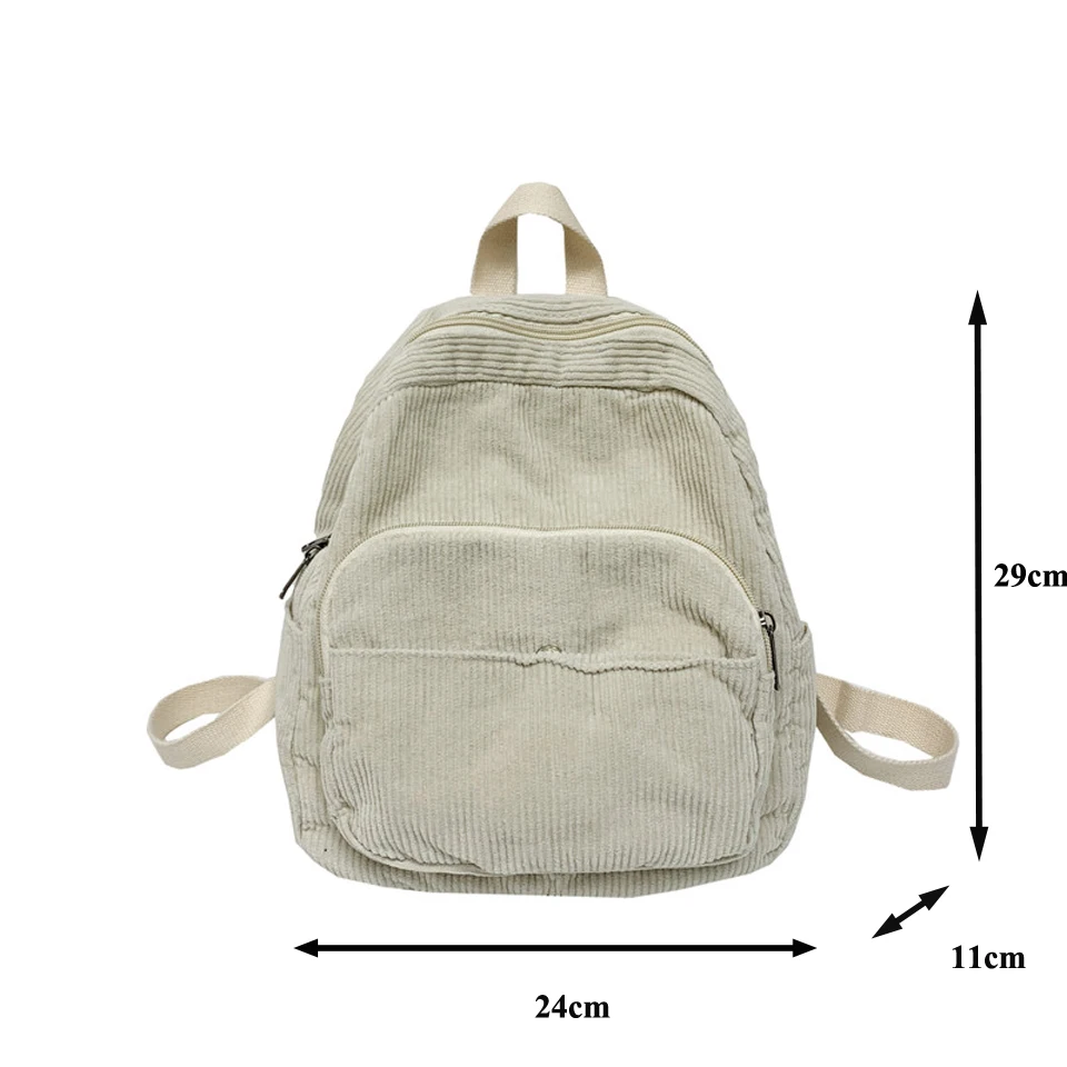 Corduroy Backpack Y2K Shoulders Bags For Women Travel Knapsack Casual Packbag Versatile Rucksack Student Mochila Korean Bookbag