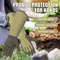 1Pair Long Style Thorn Proof Gardening Gloves Canvas Rose Pruning Garden Gloves with Touch Screen Breathable Garden Work Gloves 1