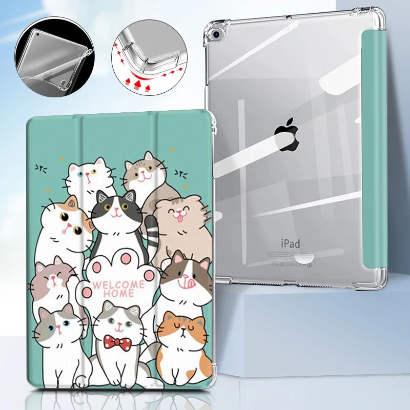 

Transparent Airbag Cover DIY Shell for Ipad 10.2 2021/2020/2019 Tri-fold Leather Case Ipad 7th 8th 9th Tablet Protective Sleeve