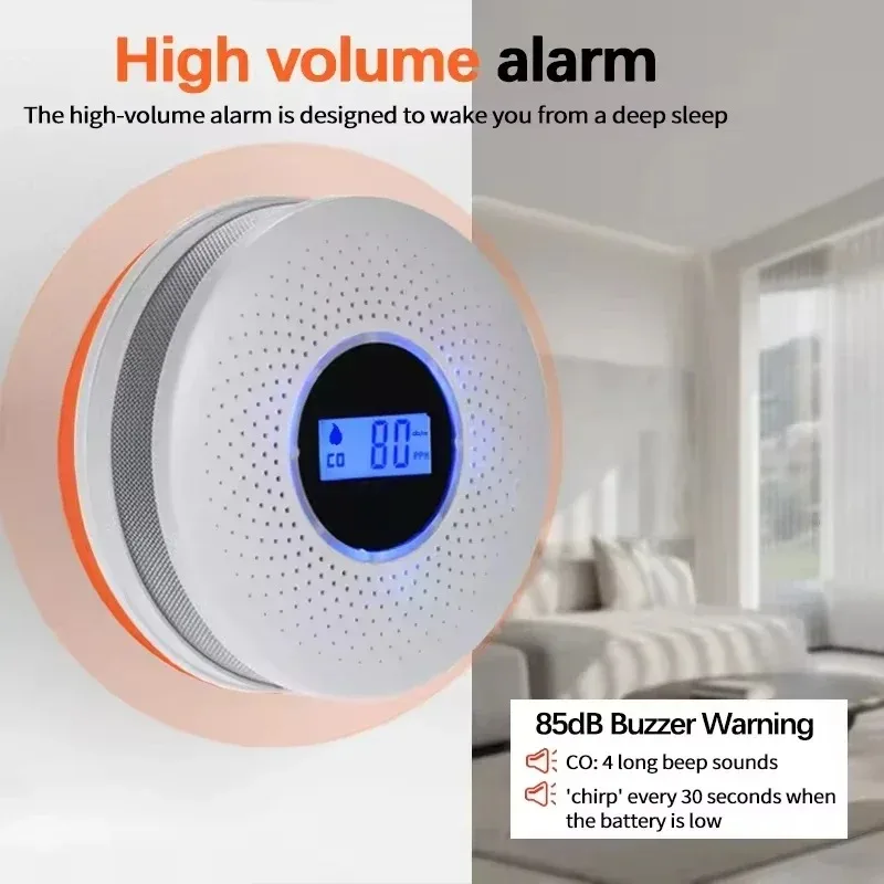 2-in-1 Smoke and CO Detector for Home and Commercial Use - High Volume Sound and Light with Three-color Indicator - 2