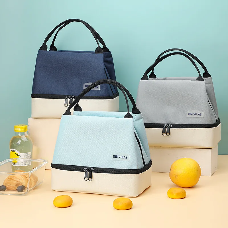 Portable Insulated Bag Outdoor Picnic Double-Layer Lunch Bag Aluminum Foil Waterproof Color