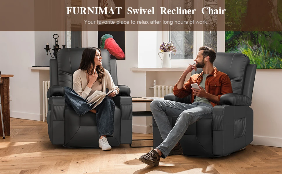 Description Picture 6 of itemChairs for Adults, Massage Rocker with Heated Modern Ergonomic Lounge 360 Degree Swivel Single Sofa Seat Living Room Lounge